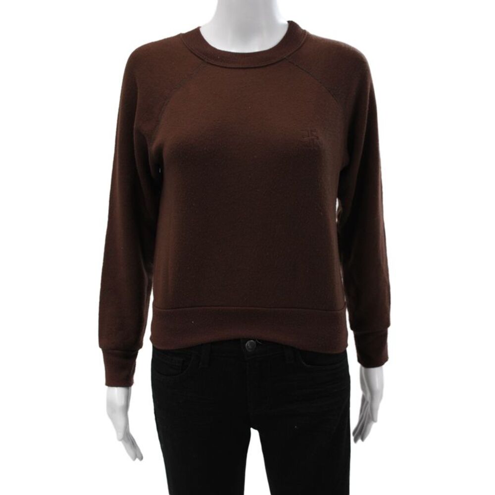 Eterne Womens Pullover Sweatshirt Brown Crew Neck Long Sleeve Size XS